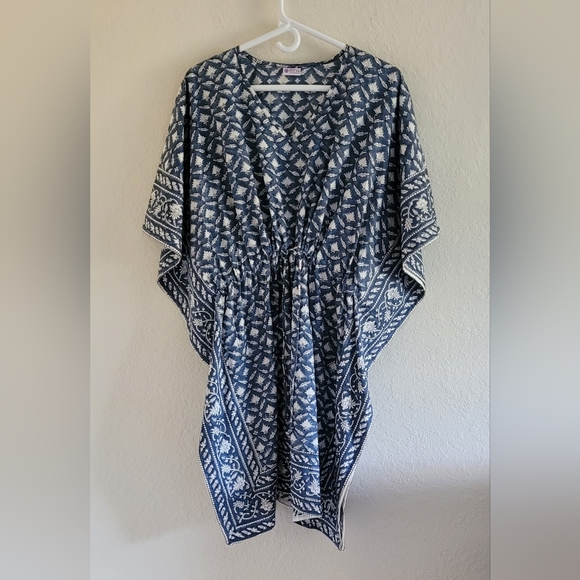 Sevya Handmade Blue and White Kaftan One Size Fits Most. NWOT. - Picture 12 of 12